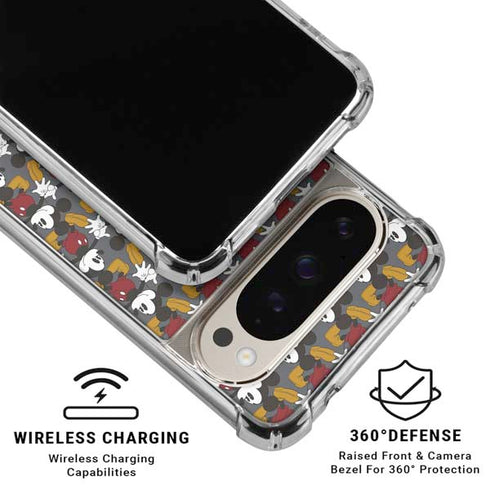 Disney Mickey Mouse Vintage Pattern Pixel 9/9 Pro Clear Case